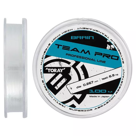Жилка Brain Team Pro (Toray Japan) 100m 0.267mm 6.9kg (прозора), Діаметр: 0.267mm, Розмотування: 100m, фото 